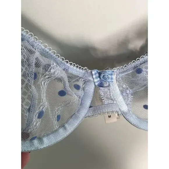 Sheer Blue Polka Dot Lingerie Set - Picture 5 of 10